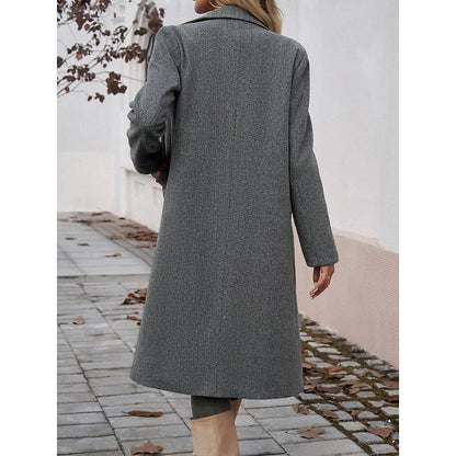 Manteau long femme à col revers – Chaud et élégant
