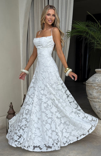 Abito lungo floreale donna con collo drappeggiato e schiena con lacci - Fluido ed elegante
