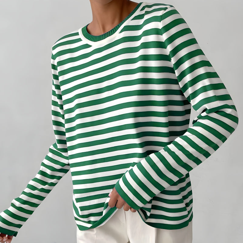 Women's striped crew-neck sweater - Soft and casual
