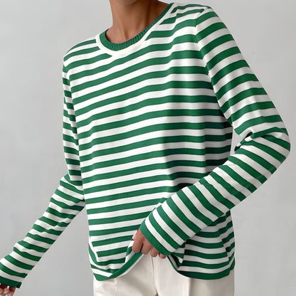 Women's striped crew-neck sweater - Soft and casual