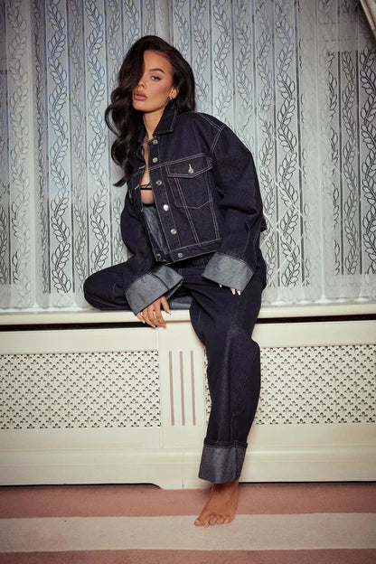 Ensemble en denim chic et stylé pour femmes - décontracté, élégant