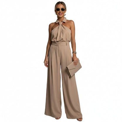 Combinaison femme halter a jambes larges - Elegante et fluide