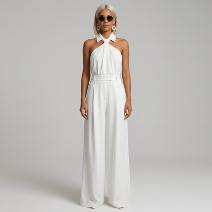 Combinaison femme halter a jambes larges - Elegante et fluide