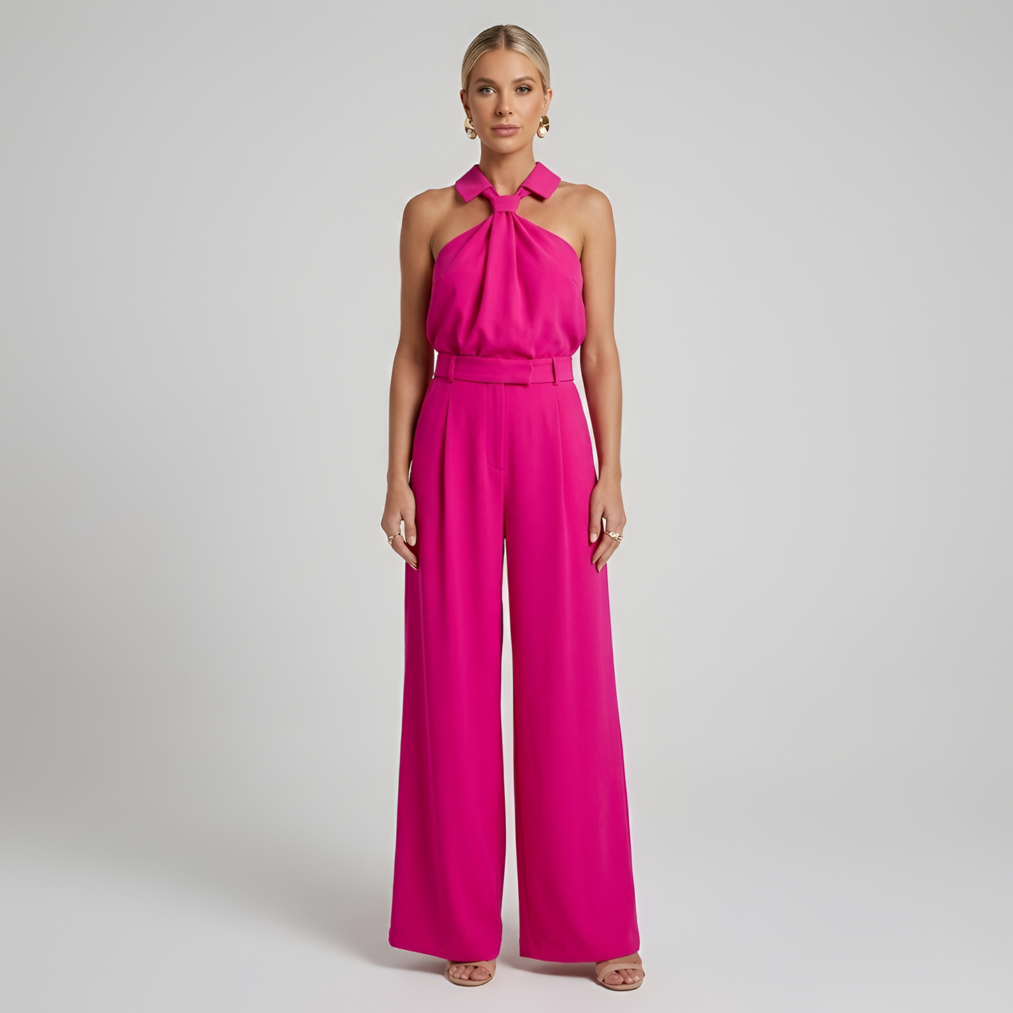 Combinaison femme halter a jambes larges - Elegante et fluide