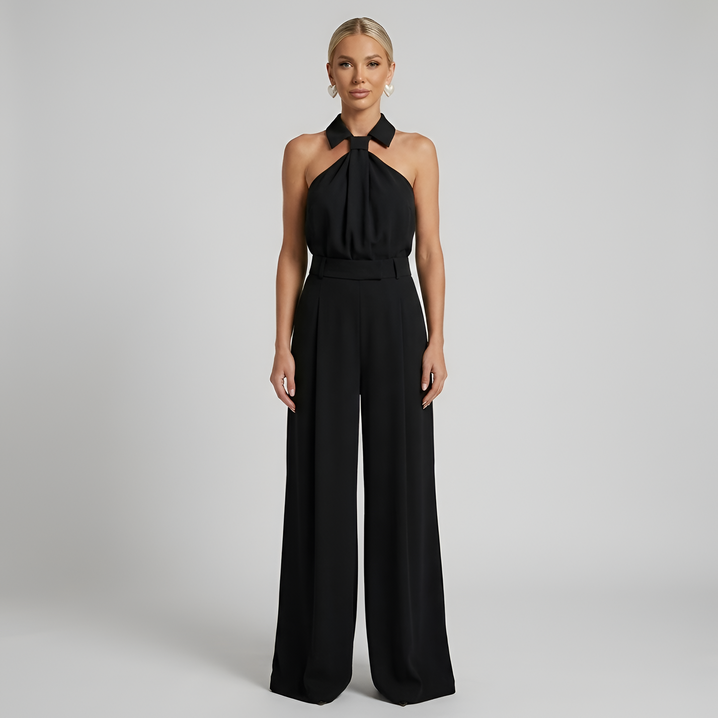 Combinaison femme halter a jambes larges - Elegante et fluide