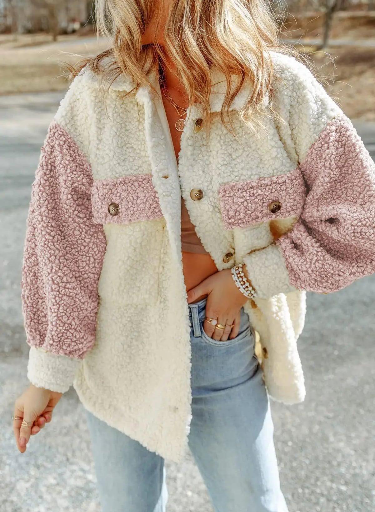 Sobrecamisa oversize de mujer - Bloques de color