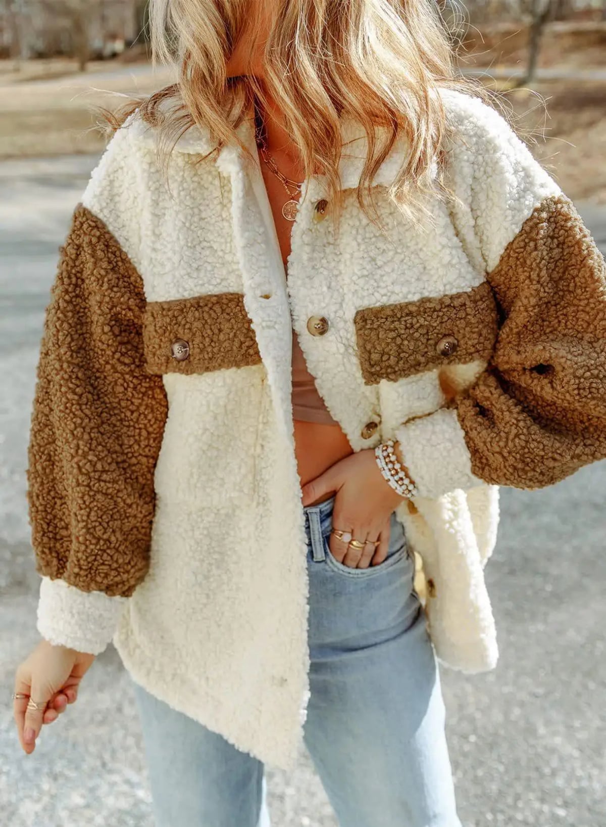 Sobrecamisa oversize de mujer - Bloques de color