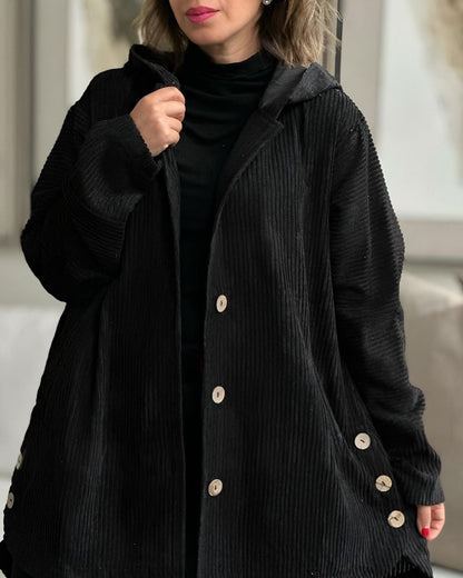 Chaqueta informal de mujer - Con capucha y cierre de botones