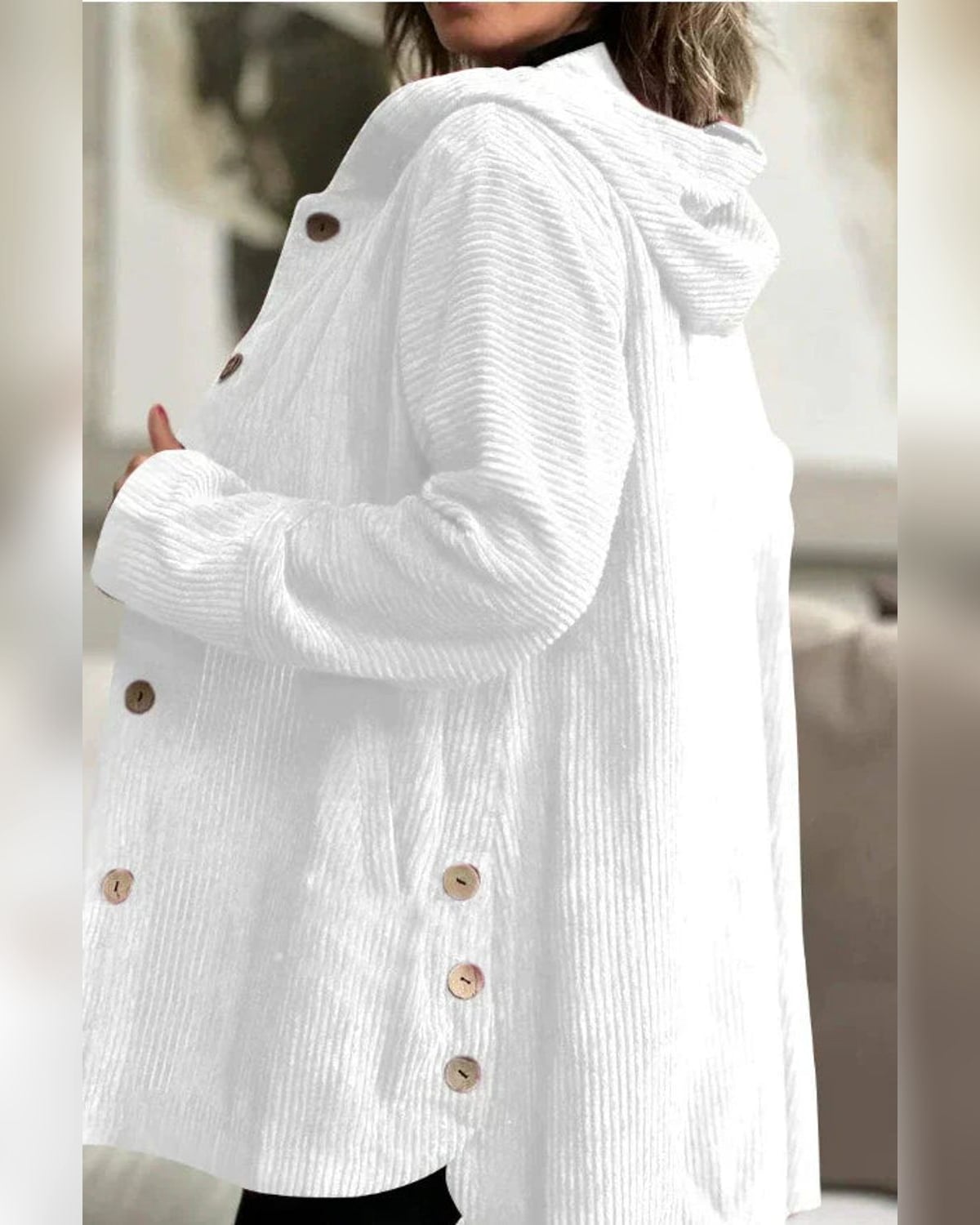 Chaqueta informal de mujer - Con capucha y cierre de botones