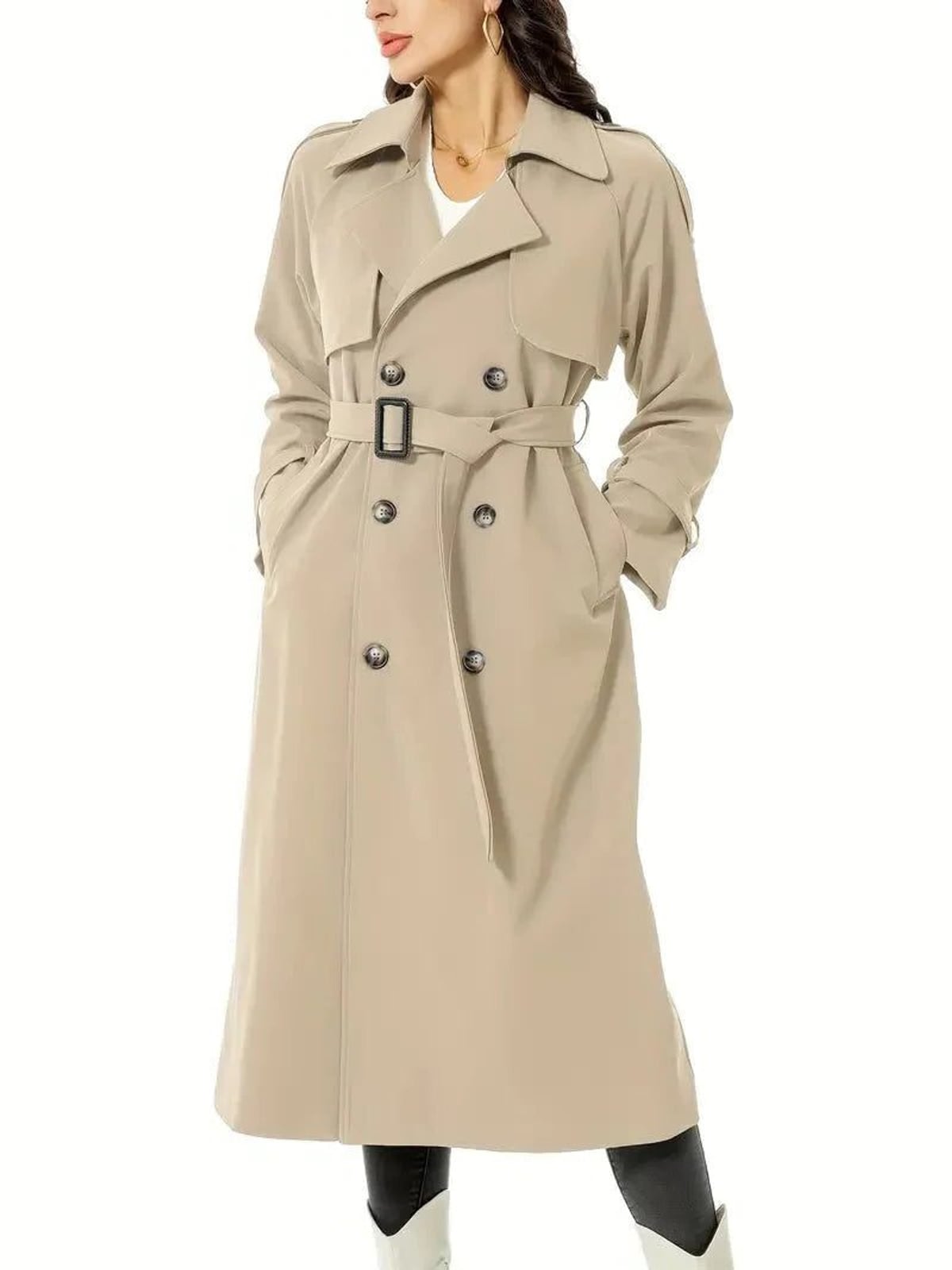 Gabardina de mujer - Con cinturón y solapas anchas