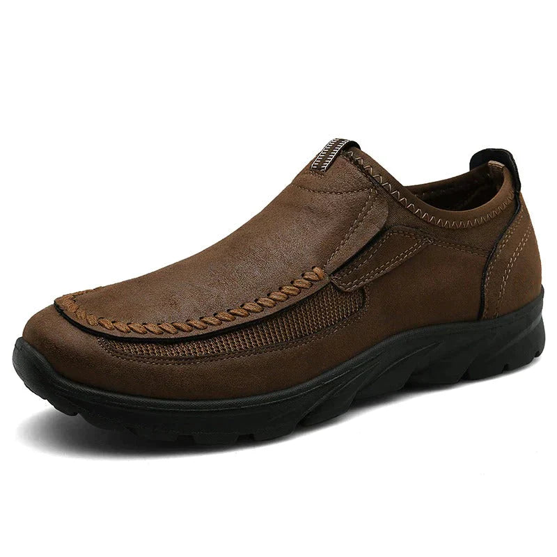 Chaussures en cuir confortables orthopédiques durables pour hommes – Slip-on légères, flexibles et respirantes