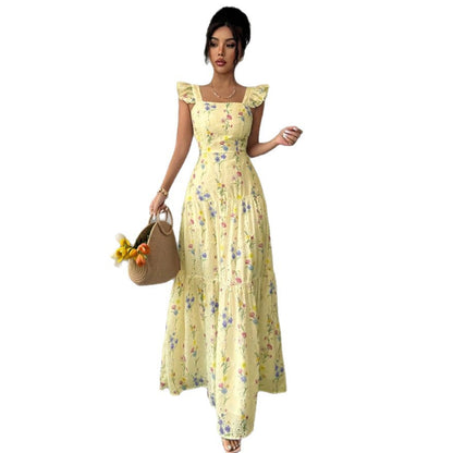Women's floral dress with thin straps French style - Light and romantic