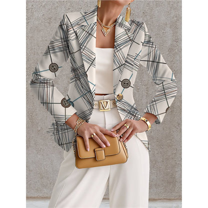 Marineblå blazer til kvinder med hvide prikker – Chic, elegant og afslappet stil