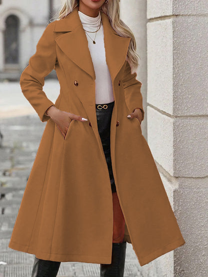 Trench long femme croise a revers - Decontracte et elegant