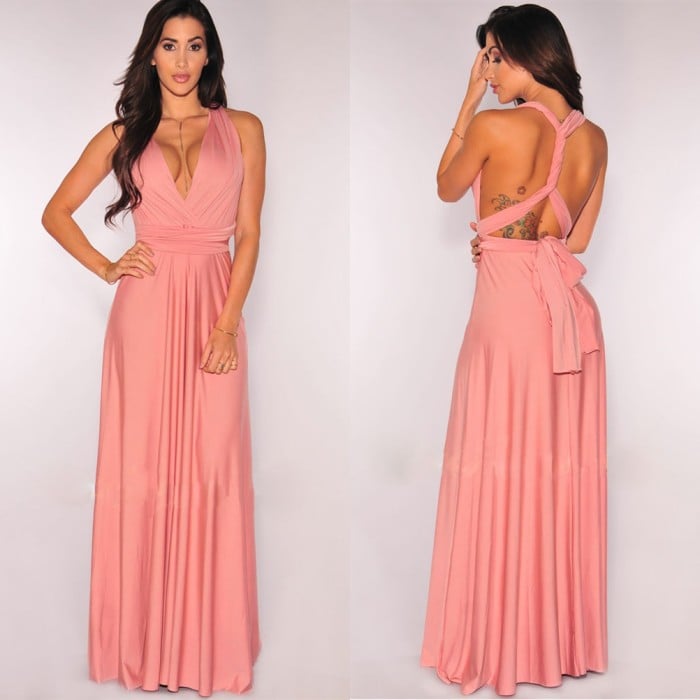 Femme Dos Ouvert Invitée de Mariage Maxi Robe – Élégante, Aérée, Léger