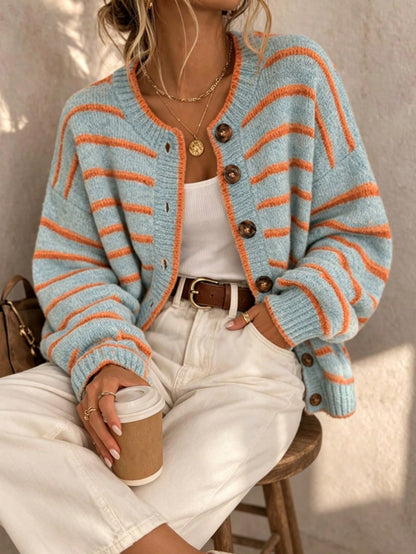 Cardigan à col rond pour femme – Style chic et décontracté euro-américain