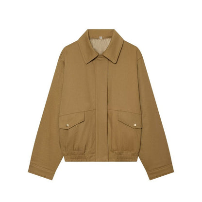Women's cotton notched-lapel jacket with large pockets - Chic and versatile