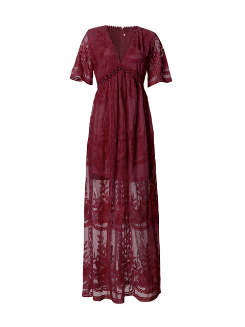 Robe Maxi Femme à Col V – Élégance Fluide et Confort