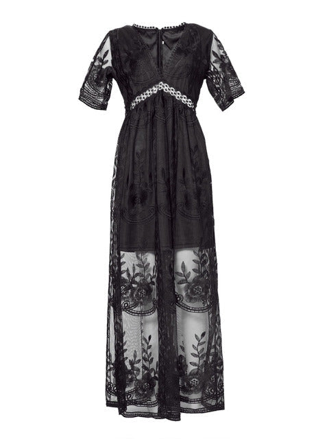 Robe Maxi Femme à Col V – Élégance Fluide et Confort