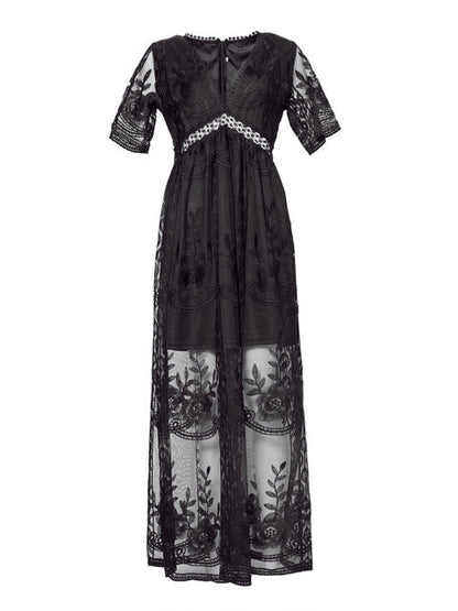 Robe Maxi Femme à Col V – Élégance Fluide et Confort