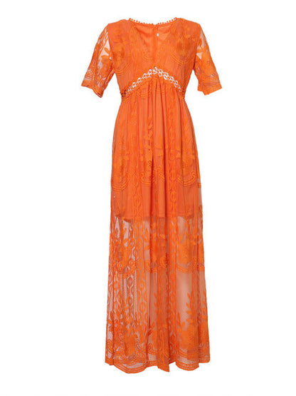 Robe Maxi Femme à Col V – Élégance Fluide et Confort