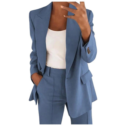 Ensemble blazer et pantalon élégant femmes – Costume deux pièces sobre et raffiné pour travail, affaires et occasions formelles