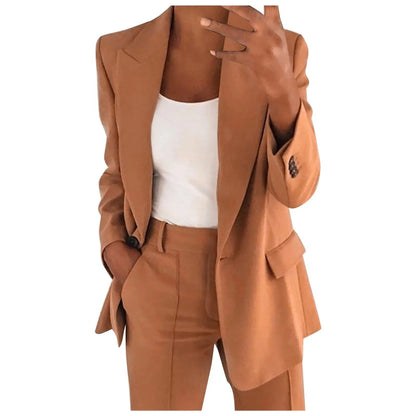 Ensemble blazer et pantalon élégant femmes – Costume deux pièces sobre et raffiné pour travail, affaires et occasions formelles