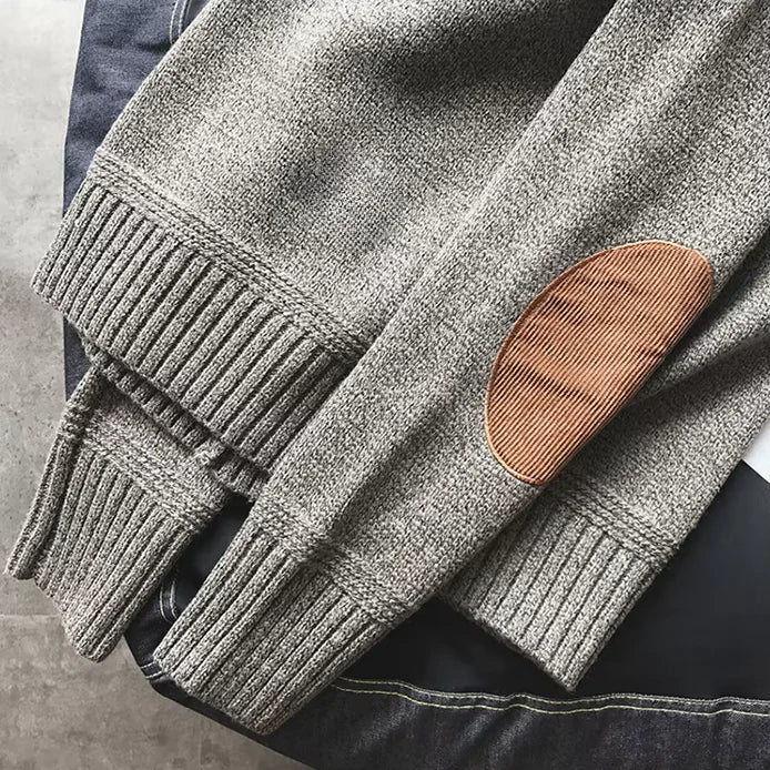 Pull Tricoté Premium pour Homme – Pull Marron à Coudières