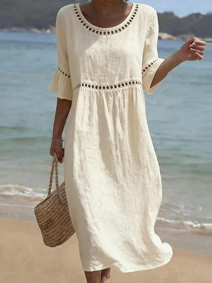 Robe midi femme ventre floute - Elegante et flatteuse