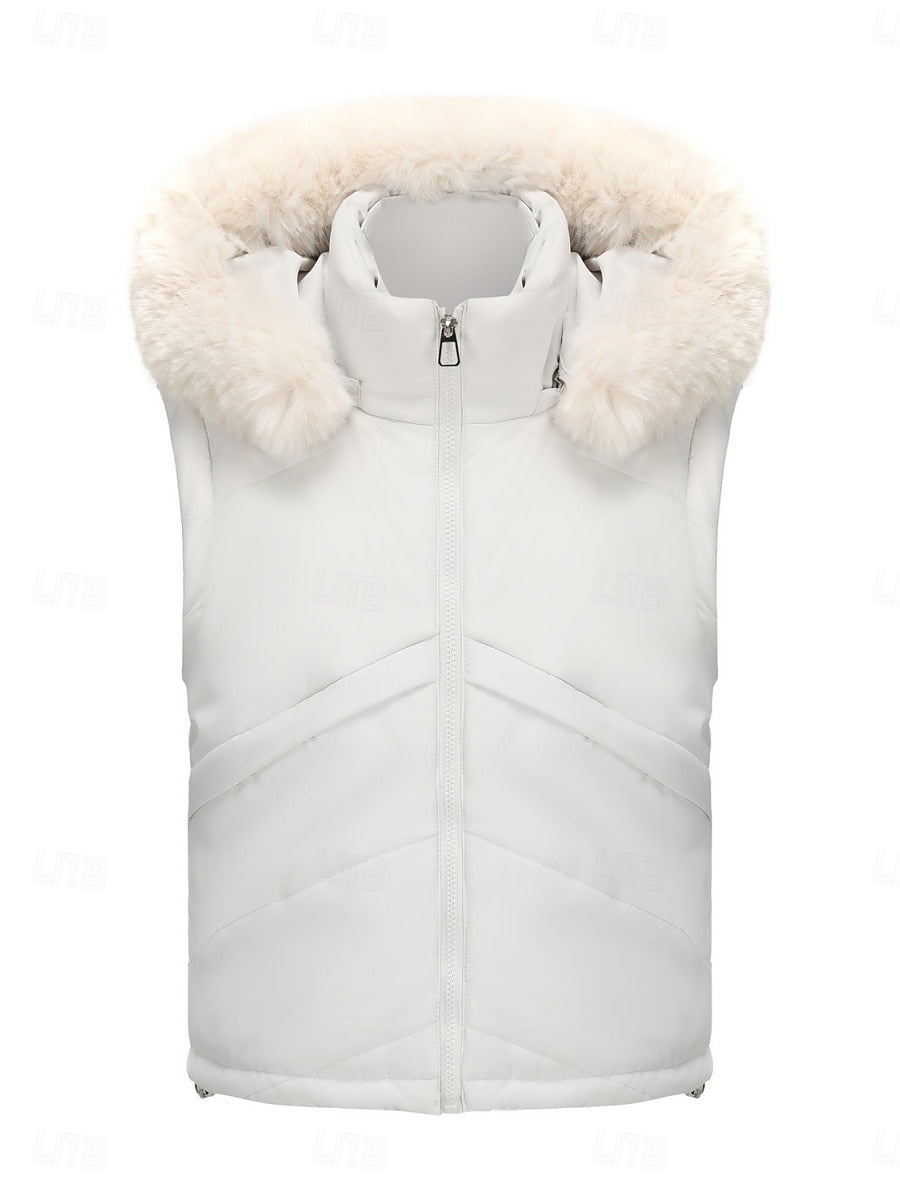 Parka corta de mujer con capucha desmontable - Cálida y práctica