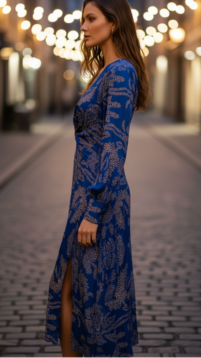 Robe Maxi Femme Élégante Col V – Style Décontracté Fendu