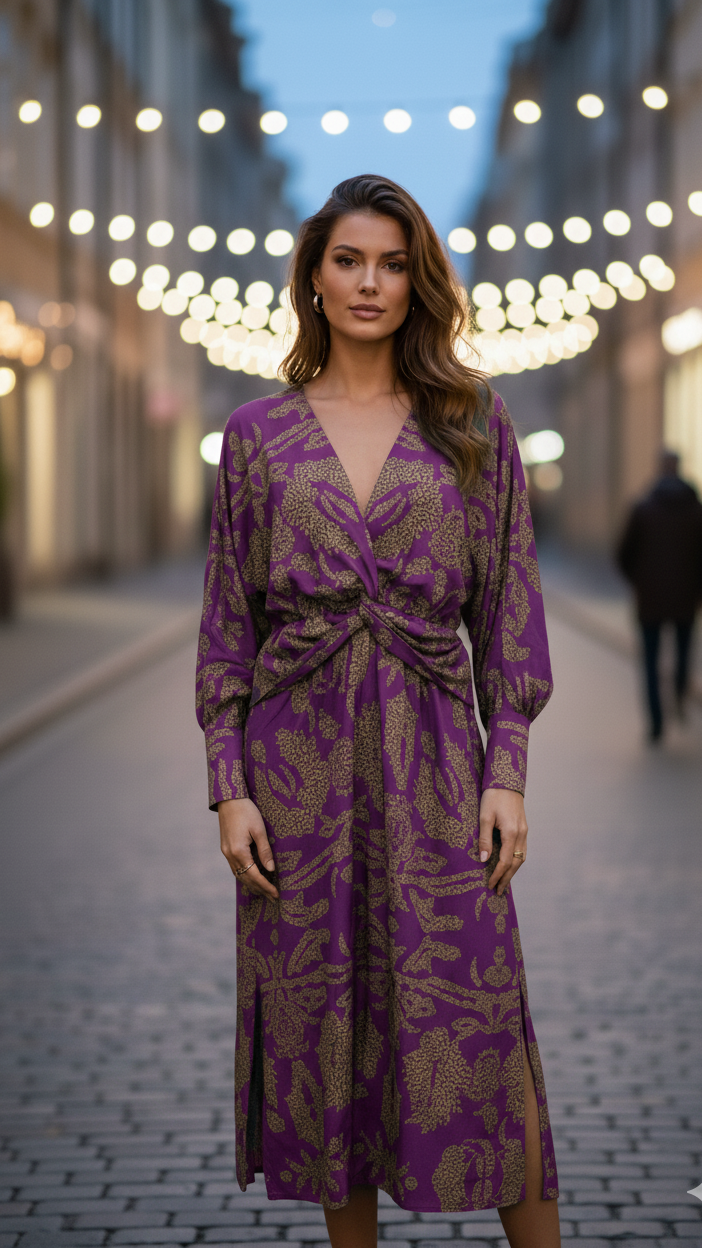 Robe Maxi Femme Élégante Col V – Style Décontracté Fendu