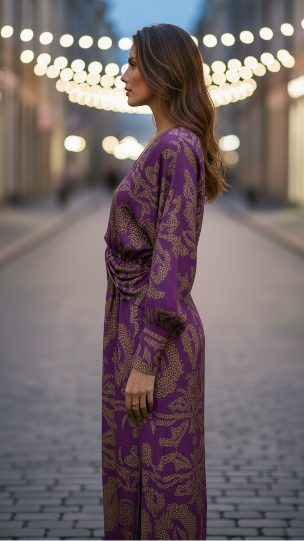 Robe Maxi Femme Élégante Col V – Style Décontracté Fendu