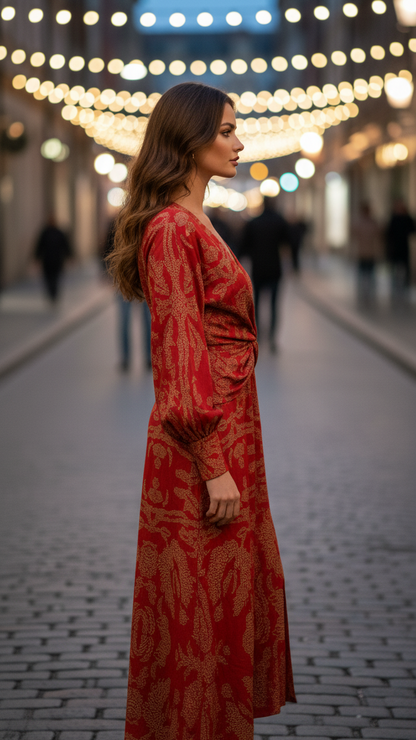Robe Maxi Femme Élégante Col V – Style Décontracté Fendu