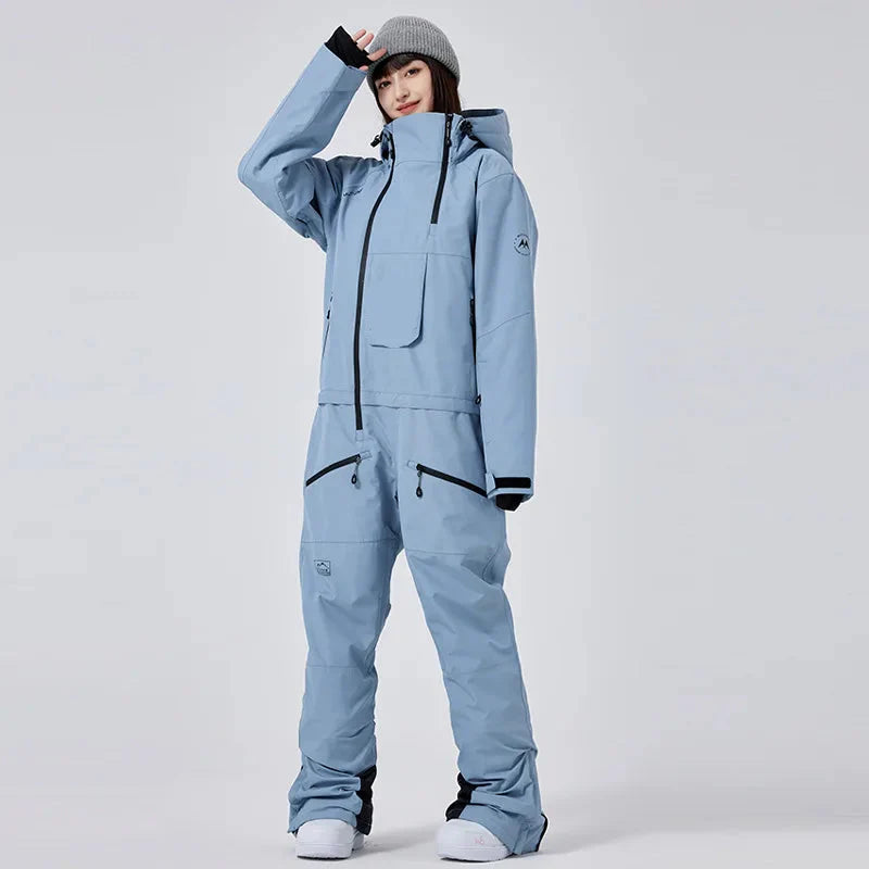 Combinaison de Ski Imperméable et Isolée pour Femme – Combinaison Hiver Épaisse Une-Pièce