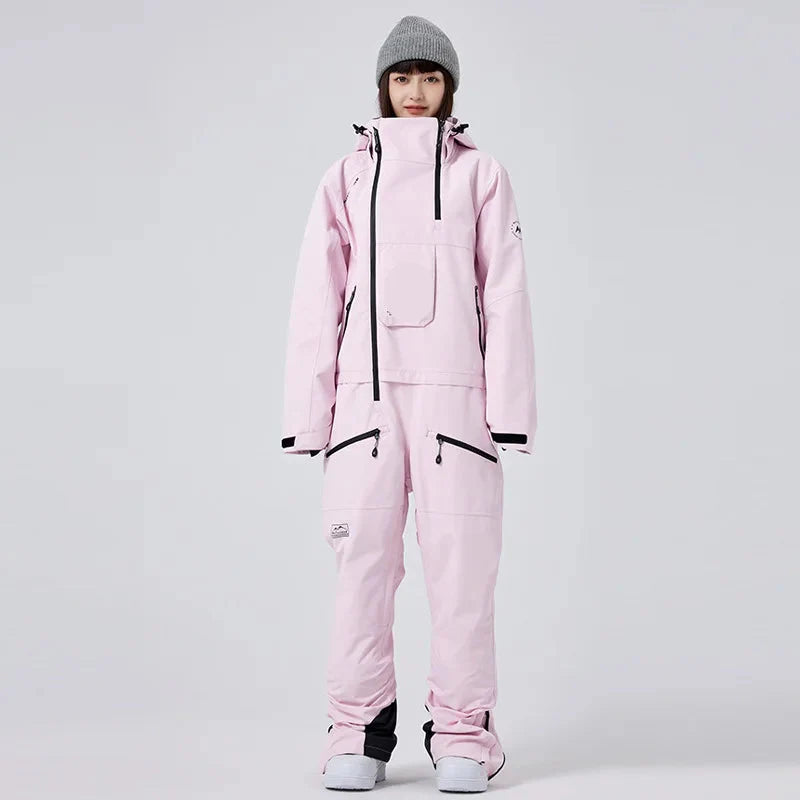 Combinaison de Ski Imperméable et Isolée pour Femme – Combinaison Hiver Épaisse Une-Pièce