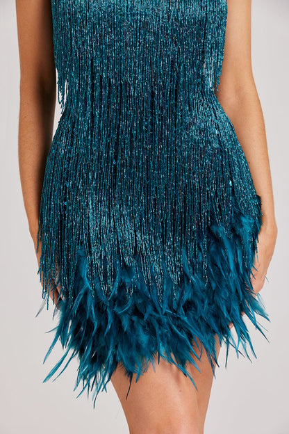 Robe de Faire la fête Blanche à Franges Paillettes Femmes – Éblouissante