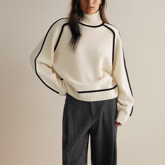 Pull Femme Col Roulé Oversize Raffiné Maille Douce