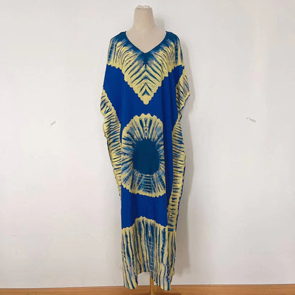 Vestido largo estampado para mujer con cuello en V - Ligero y veraniego
