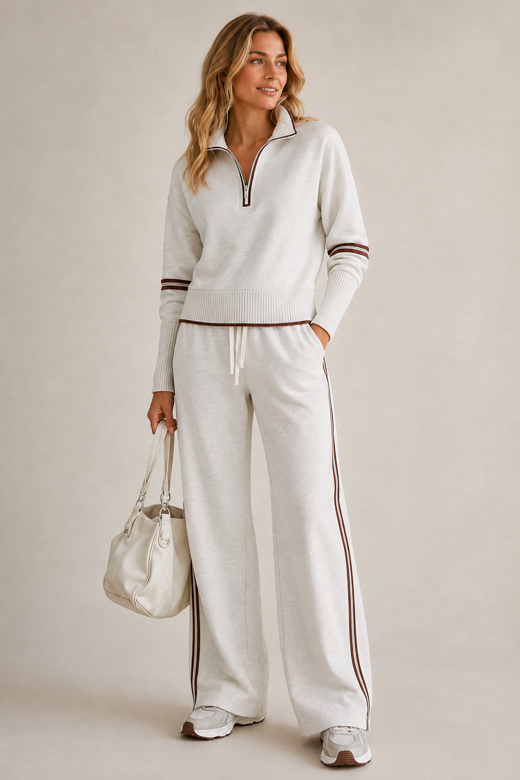 Women's zip-up sweatshirt and pants set - Comfortable and modern