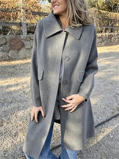 Women's casual single-breasted wool jacket – Elegant and warm everyday style