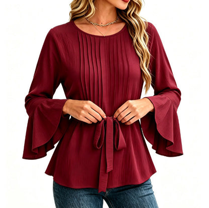 Blusa da donna tinta unita a maniche lunghe - Semplice ed elegante