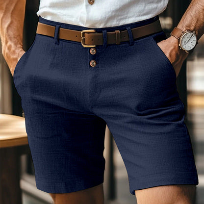 Short homme en lin boutonné – Pantalon court léger respirant uni idéal pour l'été