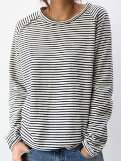 T-shirt à manches longues rayé pour femme – Haut décontracté et confortable au quotidien