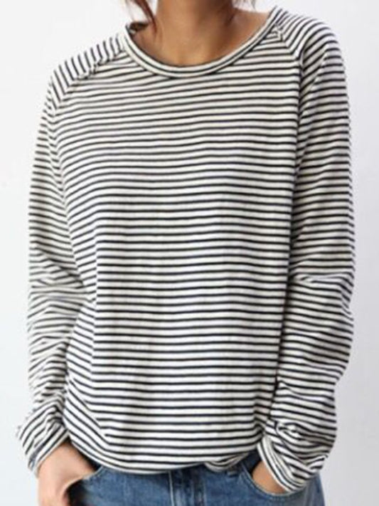 T-shirt à manches longues rayé pour femme – Haut décontracté et confortable au quotidien
