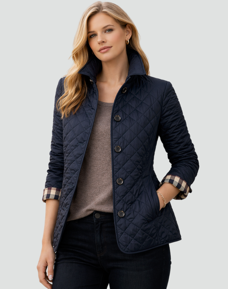 Veste femme matelassee a col et boutons - Elegante et pratique