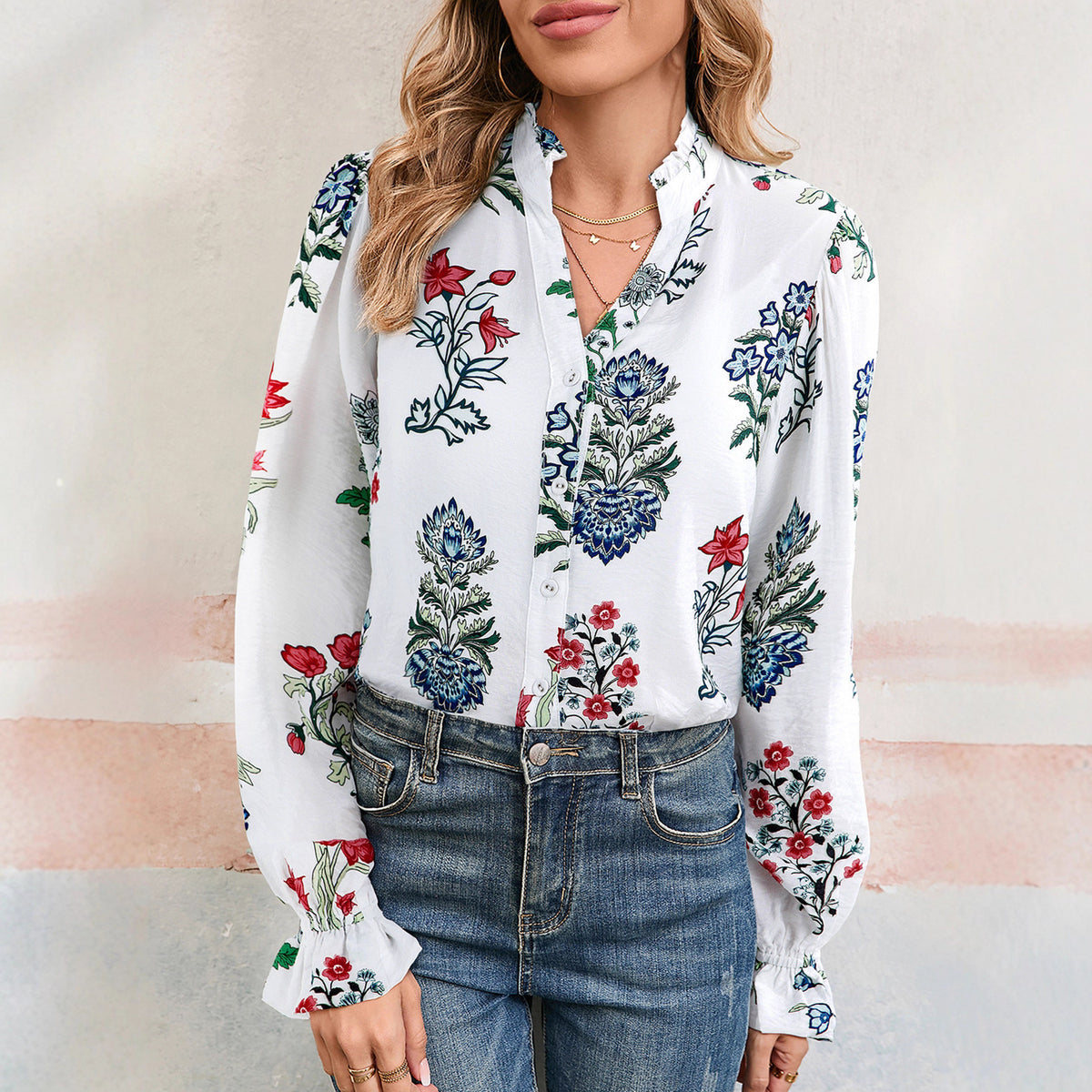 Women's printed chiffon blouse - Lightweight and elegant