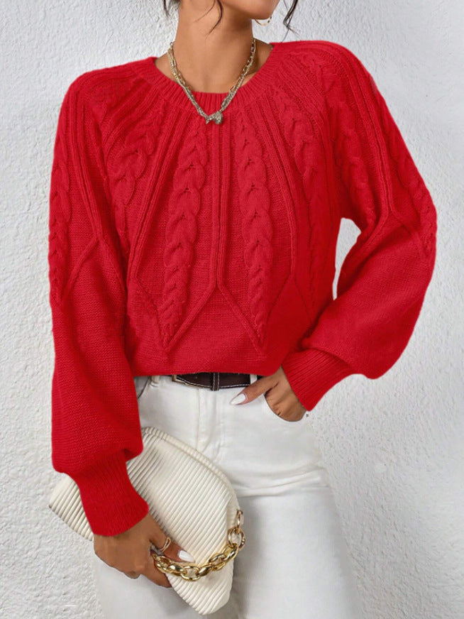 Women's crew-neck cable-knit sweater - Soft and versatile