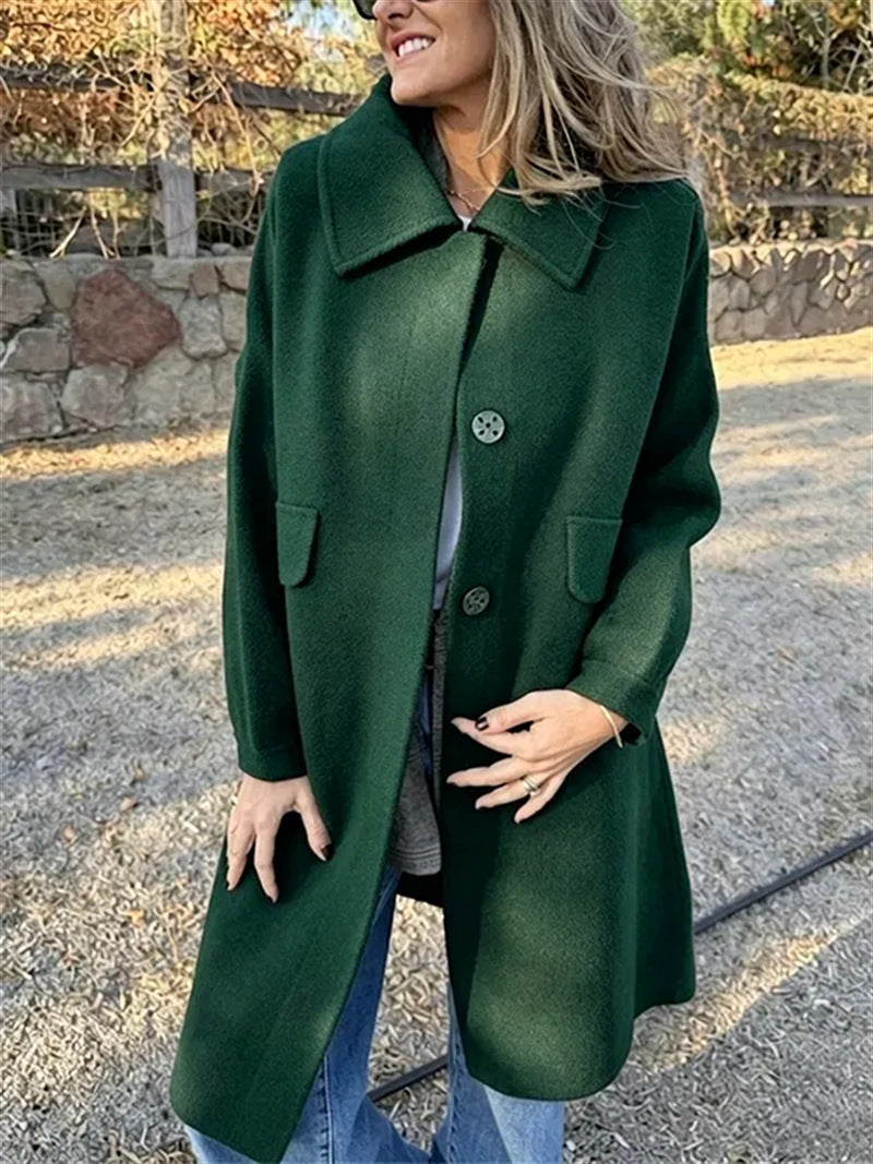 Women's casual single-breasted wool jacket – Elegant and warm everyday style
