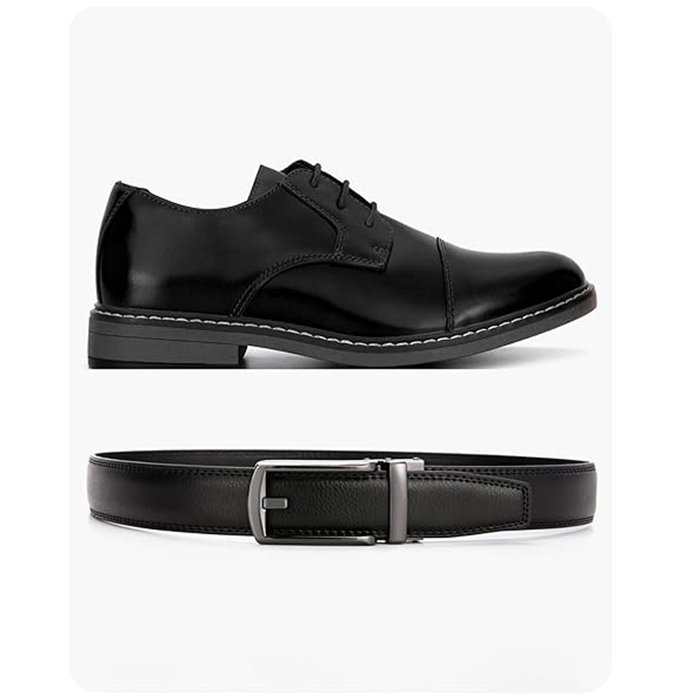 Leather ratchet belt for men with snap fastener – Casual and formal adjustable style